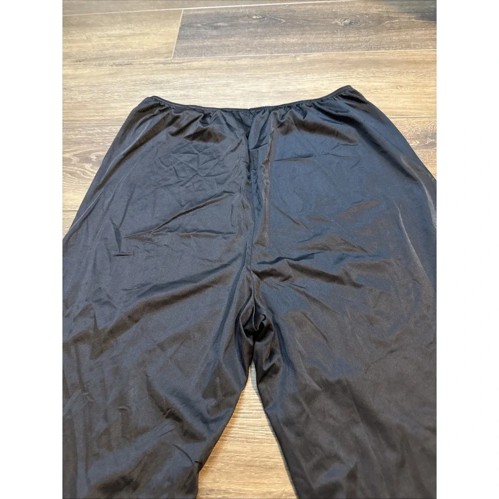 NWOT VANITY FAIR Black Nylon Pettipants, Lace Hems - Style 12-778 - Size XL